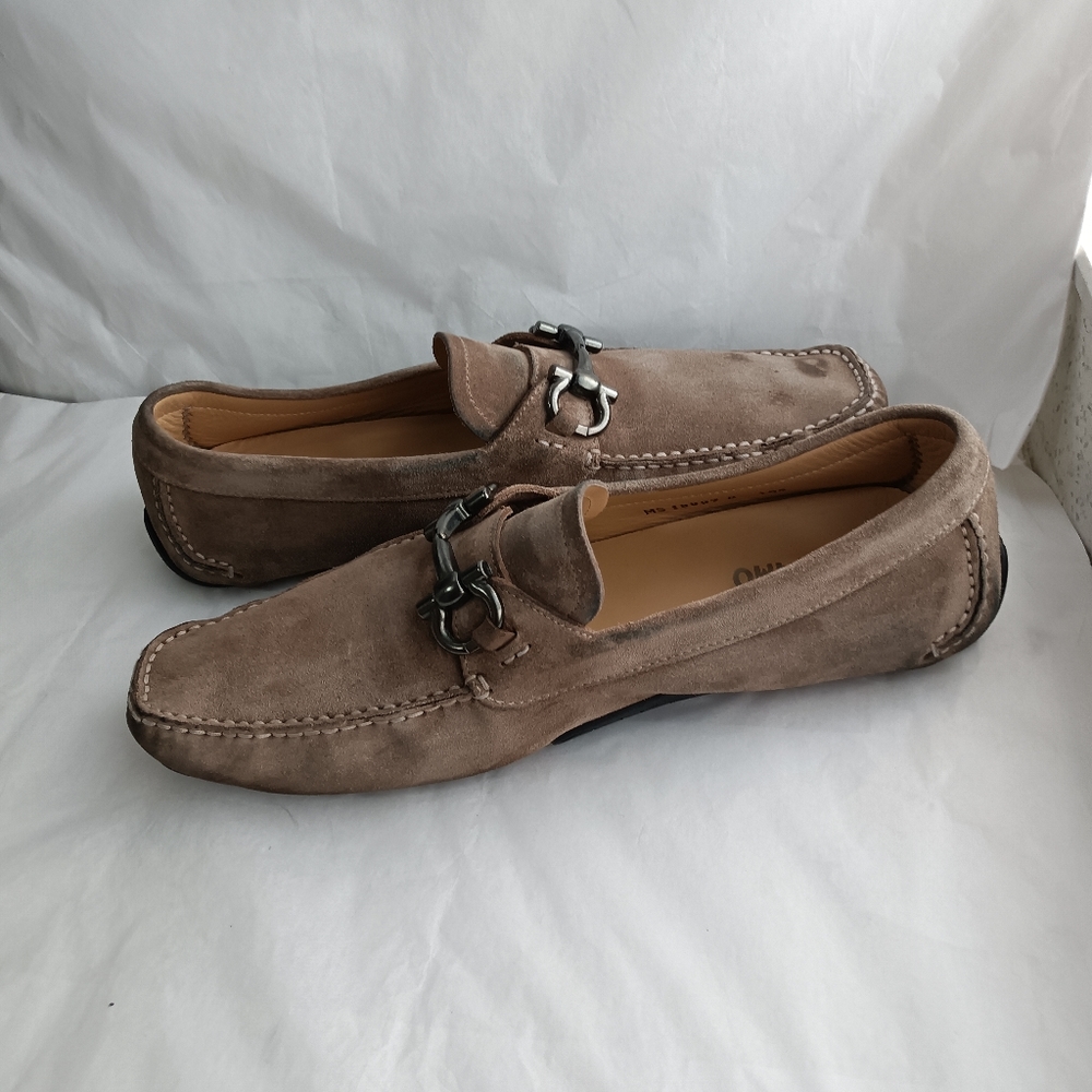 Salvatore Ferragamo Parigi  Gancini Suede Drivers men's loafers US 10.5D - Picture 15 of 16